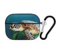 Sea Turtle AirPods Pro Case Cover with Keychain Ring PC Hard Shell Protective Case for AirPods Pro 2nd for Women Men Generation Easy Open Full Drop Protection Cover Black-Style