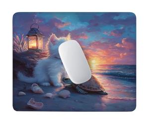 Sea Turtle And Cat Mouse Mat - 9.45 × 7.87 in, Gaming Mouse Pad g-264