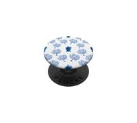 Sea Turtle and Coral Coastal Design in Blue and White PopSockets Adhesive PopGrip