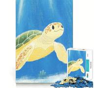 Sea Turtle And Fish Jigsaw Puzzle 1000 Piece for Teenagers Brain Workout Toy Serene Time Art Assembly Seasonal Gift (50x75cm)