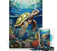 Sea Turtle Aquarium 1000 Pieces Jigsaw Puzzles for Teenagers Solid Logic Toy Peaceful Fun Precision Cut Amazing Present (50x75cm)