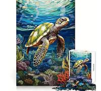 Sea Turtle Aquarium 1000 Pieces Jigsaw Puzzles for Teenagers Solid Logic Toy Peaceful Fun Precision Cut Amazing Present (50x75cm)