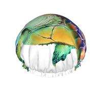 Sea Turtle Art Printed Double Layer Lined Shower Cap,Shower Caps For Women Reusable