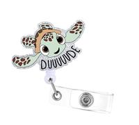 Sea Turtle Badge Reel with Swivel Alligator Clip ID Badge Holder Funny Glitter Badge Reel Retractable Clip for RN LPN CNA Nurse Doctor Assistant Medical Staff