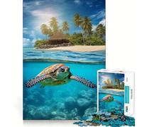Sea Turtle Beach 1000 Piece Jigsaw Puzzles for Teenagers Mind Challenge Toy Quiet Hobby Precise Cut Seasonal Gift (50x75cm)
