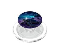 Sea Turtle Beach Starry Night Crescent Moon Purple Teal PopSockets PopGrip for MagSafe