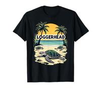 Sea Turtle Beach Sunset Ocean Loggerhead Vibes T-Shirt