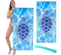 Sea Turtle Beach Towels, Turtles Microfibre Beach Towel, Microfiber Fast Drying Quick Swimming Bath Towels for Adults Kids, Sand Free Sports Camping Travel Towel with Elastic Band 2pcs (blue1)
