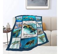 Sea Turtle Blanket Ocean Theme Print Throw Blankets for Couch Sofa Bed Lightweight Soft Cozy Fleece Plush Warm Flannel Bedding Blanket Gifts for Baby Girls Boys Kids Men Women Adults 50"x60"
