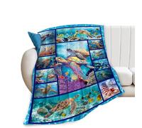 Sea Turtle Blanket Ultra Soft Cozy Sea Turtle Throw Blanket Fleece Fuzzy Plush Bedding Marine Life Lovers Gifts for Women Girls Kids Adults Couch Sofa 50"x40"