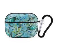 Sea Turtle-Blue AirPods Pro Case Cover with Keychain Ring PC Hard Shell Protective Case for AirPods Pro 2nd for Women Men Generation Easy Open Full Drop Protection Cover Black-Style
