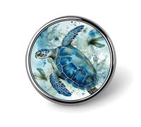 Sea Turtle-Blue Button Pin 1 Inch, Personalized Metal Lapel Pins, Lightweight Round Brooch Pin, Elegant Button Badges, Funny Enamel Pins for Shirts Jackets Bags & Gift