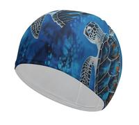 Sea Turtle-Blue Classic Unisex Soft Swim Cap, Recreational Swimming Cap,Swim Hats Comfortable Flexible Durable for Training Pool & Beach