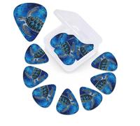 Sea Turtle-Blue Guitar Picks 12 Pack, Thin, Medium & Heavy 3 Different Thickness Celluloid Guitar Pick with Organizer Box Abstract Art Pics Plectrum for Bass, Acoustic Electric Guitars