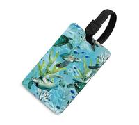 Sea Turtle-Blue Luggage Tag for Suitcases TSA Approved with Name Id Card Suitcase Tags Identifiers Black Strap Clear Window Personalized Baggage Tag for Cruise Airport Travel Essentials