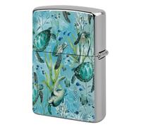 Sea Turtle-blue Metal Lighter Case, Funny Lighter Cover Double-Side Print Vintage Cool Lighters Sleeve Lighters Accessories for Zippo Men Dad Husband Collect