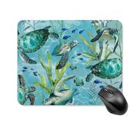 Sea Turtle-Blue Mouse Pad Square Mice Mat Waterproof Computer Mousepad with Non-Slip Rubber Base Wireless Mice Pad for Laptop Office Home Personalized Gaming Mousepad 20 * 25cm
