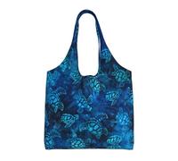 Sea Turtle-Blue Print Canvas Tote Bag Shoulder Handbag Large Capacity Shopping Bag