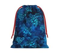 Sea Turtle-Blue Print Gift Reusable Drawstring Bag Holiday Party Decor Daily Storage Celebrations Pouch