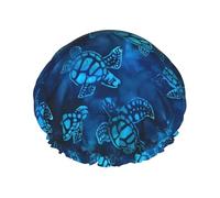 Sea Turtle-Blue Print Shower Cap – Reusable, Double Layer, with Elastic Band – Perfect for Home, Spa, Hotel, and Travel