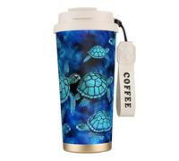 Sea Turtle-Blue Print Stainless Steel Coffee Tumbler, Dual Use Lid with Straw, Sleek Travel Mug for Home Office