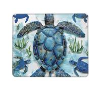 Sea Turtle-Blue Printed Gaming Mouse Pad 10.3x8.3 Inches, Non-Slip Rubber Base Laptop Mousepad Desk Mat with Stitched Edges for Gamer, Office, Home