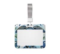 Sea Turtle-Blue Printed ID Badge Holder with Lanyard, Clear Plastic Badge Holder for Work, School, Hospital, Security - Water Resistant & Dirt Proof