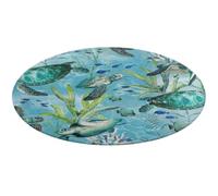 Sea Turtle-Blue Round Rug Soft Absorbent Bath Mat Entryway Anti Slip Rugs Farmhouse Front Back Door Mat 80 * 80cm for Bedroom Living Room Home Decorative