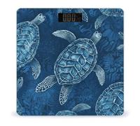 Sea Turtle-Blue Scale for Body Weight LED Display Sturdy Tempered Glass Digital Bathroom Scale Anti-Slip Highly Accurate Digital Weighing Machine for People 400lb Capacity