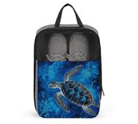 Sea Turtle-Blue Shoe Bag Travel Shoe Organizer Water-Resistant Shoe Pouch with Zipper Sneaker Dust Bag, gray, One Size, Modern