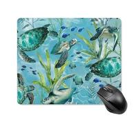 Sea Turtle-Blue Square Mouse Pad Portable Computer Mousepad with Non-Slip Rubber Base 18 * 22cm Ultra-Thin Gaming Mouse Mat for Computer Laptop Office Desk Accessories