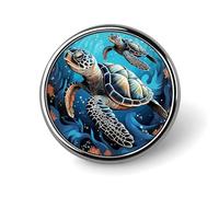 Sea Turtle Boho Style Badge Holder Personalized Metal Button Pin Fashion Round Badge with Pattern Pin DIY Button Badges Exquisite Brooch Crafts Gift Clothes Decorative Pins