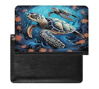 Sea Turtle Boho Style Card Holder，Card Protector Sleeve，Passport Holder ，Lightweight And Portable，Card Sleeves, Applicable to Passports, Boarding Passes, And ID Cards; Unisex.