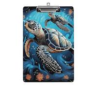 Sea Turtle Boho Style Clipboard, A4 Acrylic Clipboard with Hanging Hole, Ultra-Light Clip Board - Holds 100 Sheets, Shatterproof Document Holder for Office, 12.5" X 8.5"