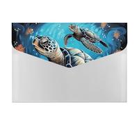 Sea Turtle Boho Style File Folder 6-Pocket, Waterproof Accordion File Organizer with Snap Closure, Expanding Document Holder for Office, Home