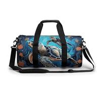 Sea Turtle Boho Style Gym Bag for Men Women, Sturdy Oxford Cloth Travel Bags with Removable Shoulder Strap, Waterproof Duffel Bag for Fitness, Travel, Yoga
