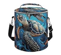 Sea Turtle Boho Style Lunch Bag, 15L Portable Leakproof Picnic Basket with Shoulder Strap, Insulated Picnic Cooler Bag for Camping, Beach, Hiking & Groceries