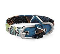 Sea Turtle Boho Style Pet Collar Oxford Adjustable Safety Dog Collars Cute Outdoor Training Pet Collars Easy Clean Floral Print Puppy Collar for City Pet Owners