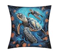 Sea Turtle Boho Style Pillow Covers Soft and Comfortable Invisible Zipper ，Home Decor 18x18 Inch Edging Technology，Throw Pillow Covers for Couch Sofa Bedroom Living Room.