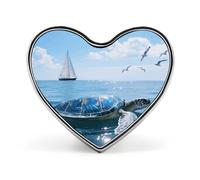 Sea Turtle Button Pin Fashion Heart Brooch Novelty Pinback Button Badges Exquisite Aluminum Alloy Heart Shape Lapel Pins for Dress Bag Accessories&Gift