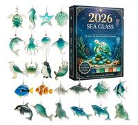 Sea Turtle Calendar Advent 2026-2D Acrylic Christmas Animals Ornament Dec