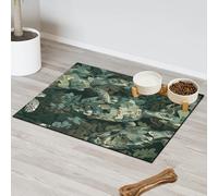 Sea Turtle Camo Pet Feeding Mat for Cat Dog Water Bowl Food Mats Pet Feeding Mats Absorbent Nti-Slip Contain Spills Protects Floors Placemat 40.6 x 60.9 cm