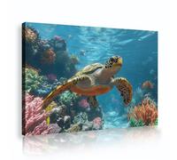 Sea Turtle Canvas Wall Art Ocean Reef Prints Underwater Wildlife Pictures Coastal Marine Nature Painting Posters for Living Room Decor 80x125cm Innerframe