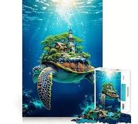 Sea Turtle Carrying A Island on Its Shell Underwater World 1000 Piece Jigsaw Puzzles for Adults Smart Reason Toy Quiet Fun Smooth Edge Festival Gift (50x75cm)
