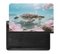 Sea Turtle Cherry Blossom Passport Holder Unique PU Ultra-thin Passport Protective Case Compact Easy to Carry Passports Cover for Women And Men Passports Case
