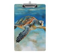 Sea Turtle Clipboard, A4 Acrylic Clipboard with Hanging Hole, Ultra-Light Clip Board - Holds 100 Sheets, Shatterproof Document Holder for Office, 12.5" X 8.5"