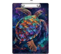 Sea Turtle Clipboard, Cute Decorative Clip Board with Metal Clip Pretty Plastic Clipboards A4 Standard Size 12.6" X 8.9" for Kids, Teacher, Students, Nurses & Office