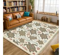 Sea Turtle Coastal Theme Turtles Area Rug 5' X 7'