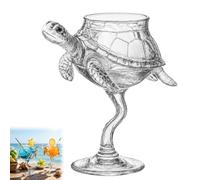 Sea Turtle Cocktail Glass, Creative Ocean Theme Stemmed Drinking Glass, Hand Blown Coastal Beach Goblet, Decorative Sea Turtle Glassware for Ocean Lovers