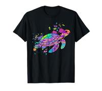 Sea Turtle Color Paint Splash Ocean Life Animal Beach Vibes T-Shirt